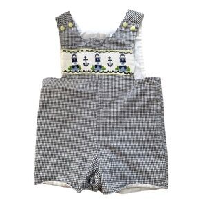 Smocked Beach Blue and White Gingham Jon Jon